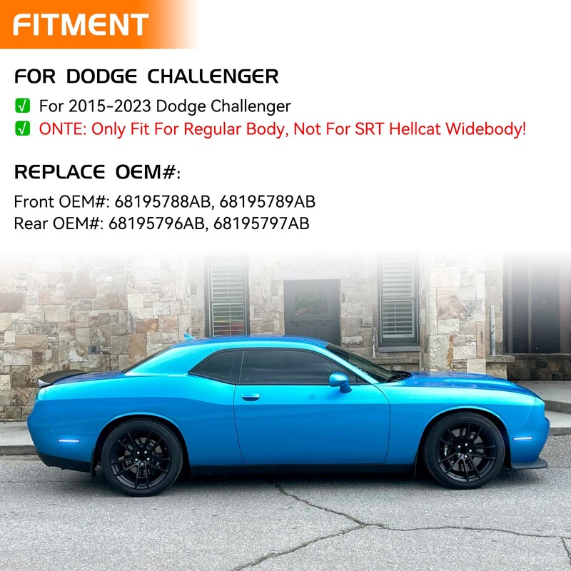 FetonAuto Blue LED Side Marker Lights for 2015-2023 Dodge Challenger