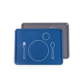 CHAMOS Montessori Placemat for Toddlers - Non Slip - Saphire and Gray