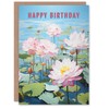 Artery8 Birthday Greeting Card Lotus Pond Flowers For Her