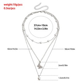 Pearl Necklaces for Women Pearl Beads Butterfly Pendant Layered Necklace Baroque Pearl Pendant Tassel Neckalce Faux Pearl Collar Choker Necklace Jewelry Gift for Women