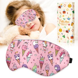 Miss Adola Kids Sleep Mask - Silk Eye Mask for Kids Cute Cartoon Cool Kawaii Soft Smooth Lightweight Boys Girls Teens Sleeping Mask with Adjustable Straps, Rainbow