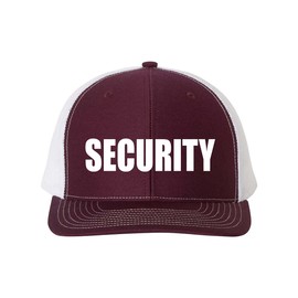 Trenz Shirt Company Mens Security Cap Event Staff Embroidered Mesh Back Trucker Hat Cap-Maroon/White