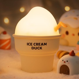 Ice Cream Duck Night Light, Rechargeable Bedside Touch Lamp, Portable Dimmable Sleep Nightlight, Cute Silicone Night Lamp Gift for Kids, Teens, Adults, Decor for Bedrooms, Living Room, Office Table