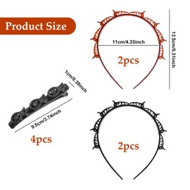 Set of 4 Headband with Clips, Headband with Tooth Headband and 4 Pieces Double Layer Hair Clip Hairstyle Aid Set Headband Hair Accessories for Women Girls