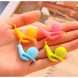 AKOAK 10 Pieces Lovely Snail-Shaped Silicone Tea Bag Hanging, Candy Colored Tea Cup Distinguishing Mark, Ideal for Family Gatherings and Offices