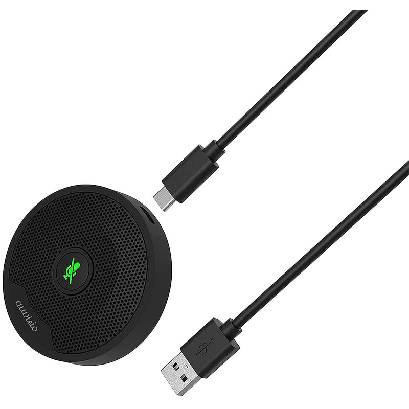 auvisio Microphone: Omnidirectional 360° Condenser Conference Microphone, USB C, PC