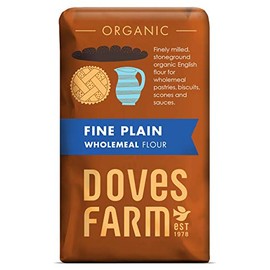 Doves Farm Organic Fine Plain Wholemeal Flour Stoneground 1kg (Pack of 5)