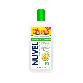 Nuvel Crema Corporal y Facial Hidratante 750 ml | Con Aceite de Oliva y Aguacate | Suaviza y Nutre la Piel Seca
