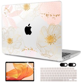 MEEgoodo Case for M4 MacBook Pro 14 inch Case 2024 2023 2021 A3112/A3401/A3185/A2918/A2992/A2779/A2442 M3 M2 M1 Pro/Max, Laptop Hard Shell Cases Compatible with MacBook Pro 14", Tropical Pink Flowers