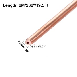 sourcing map Refrigeration Tubing 2mm OD x 1mm ID x 19.5Ft Length Copper Tubing Coil