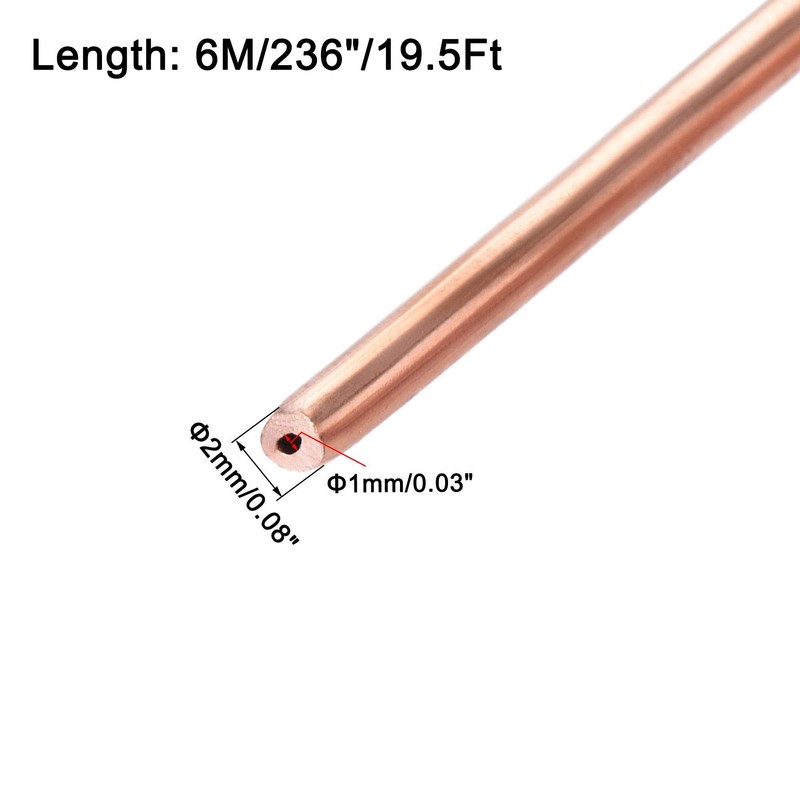 sourcing map Refrigeration Tubing 2mm OD x 1mm ID x