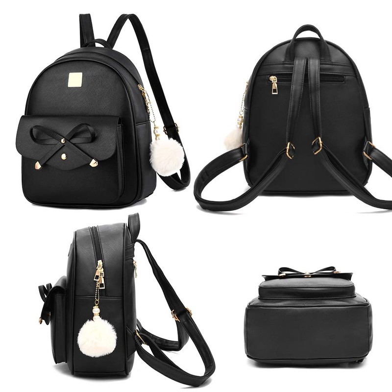 I IHAYNER Girls Bowknot 3-Pieces Fahsion Leather Backpack Backpack Purse