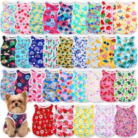 Yeyeplum 32 Pack Summer Hawaiian Dog Shirts Small for Dogs T-Shirts Pet Shirt Doggie Vest Puppy Clothes Flamingo Top Sleeveless Apparel for Cats(Xs)