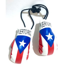 Puerto Rico Boxing Gloves for Car Rearview Mirror – Hanging Decoration with Puerto Rican Flag Design