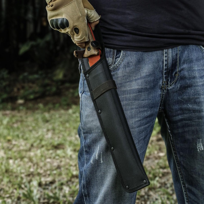 19" Heavy Duty Machete with Saw Orange, Professional Grade All-Purpose