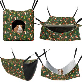 Geelin 8 Pack Guinea Pig Hammock Rat Hammock Soft Small Pet Hanging Tunnel Glider Toy Mat Ferret Hideout Bed Cage Accessories for Small Animals Hamster Chinchilla Sugar Glider Squirrel, Mushroom Style