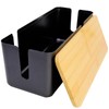 JJQHYC Cable Box Black Cable Box with Bamboo Lid Large