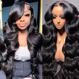 Ainuorise 13x6 Lace Front Wigs Human Hair Body Wave HD Transparent Lace Front Wigs Human Hair 200 Density Body Wave Lace Front Wigs Human Hair Glueless Human Hair Wigs for Women (28 Inch)