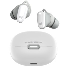 Monster Monster N-Lite 206 Bluetooth Earbuds, True Wireless Earbuds with Clear Talk, Bluetooth 5.4 Earphones Headphones Built-in Mic, Touch Control, Comfortable Fit, Type-C Charging, 25H Playback, White