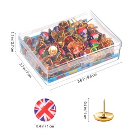 Operitacx 200pcs National Flag Push Pins, Decorative Push Pins for Cork Board, Country Flag Thumb Tacks for Bulletin Board, Map, Office