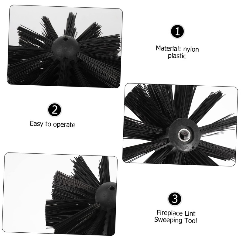 CHILDWEET Chimney Brush Head Duct Brush Replacement Easy Assemble Flexible