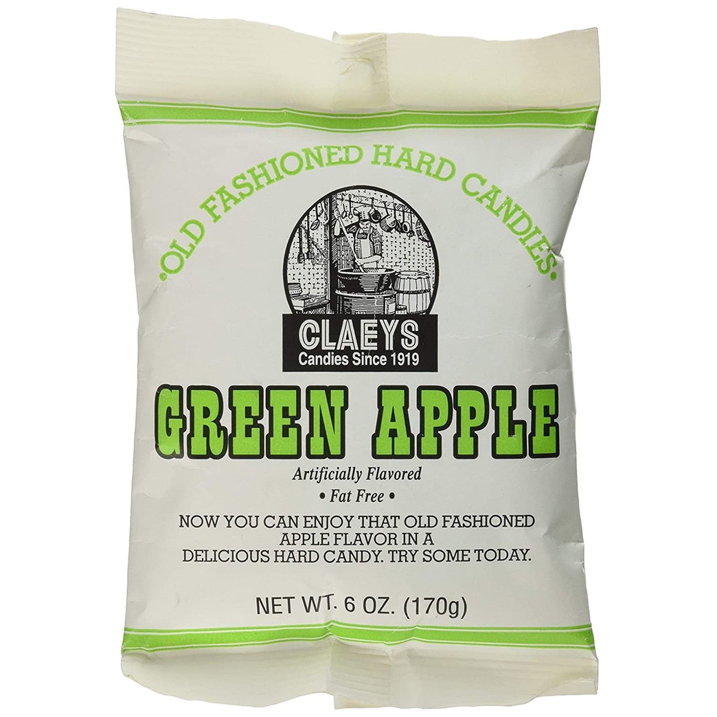 Claey's, Old Fashioned Hard Candy Green Apple, 6 Ounce Bag - SET OF 2