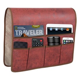 HAOMAIJIA Anti Slip Sofa Armrest Organizer Arm Chair Bedside Caddy Storage Organizer For Recliner Couch With 6 Pockets For Cell Phone Tv Remote Control Magazines (red)