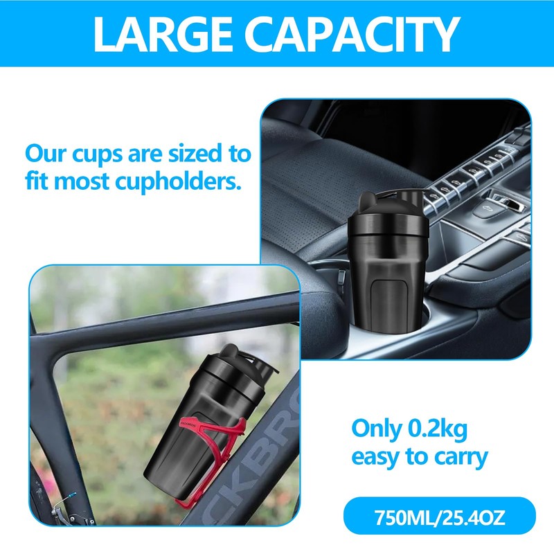 ROCKY&CHAO Shaker Proteinshake 900ml (mit Schnappdeckel |Schwarz)