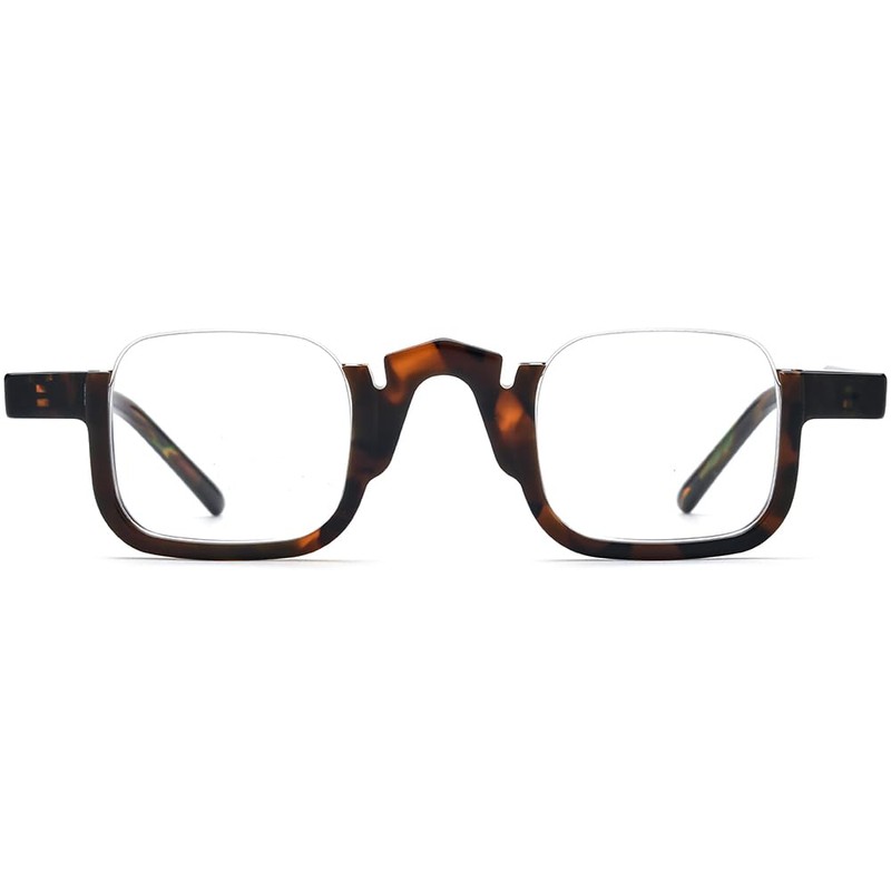 HEPIDEM Matte Multicolor Acetate Glasses Frame Women,Semi Rimless Round Optical