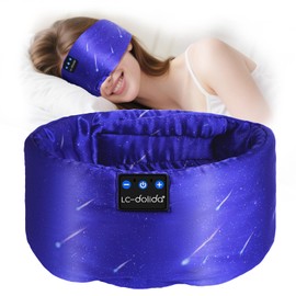 LC-dolida Bluetooth Schlafmaske mit Kopfhörer, luxuriöse Seiden Augenmaske zum Schlafen 100% Blackout Schlafkopfhörer mit HD Lautsprechern, Schlafkopfhörer Geburtstagsgeschenk für Frauen Männer
