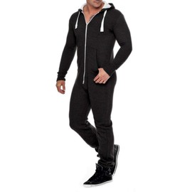 Men's Jumpsuit Fleece Pyjamas Tracksuit Onesie Beautiful Elegant Playsuit Overalls Hoodies Sleepwear, Black, XL