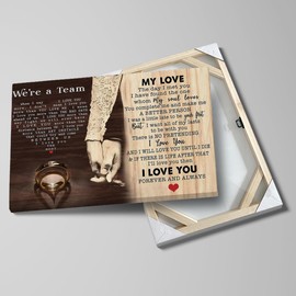 Balgardekor We're A Team Couple Painting Canvas Wall Art Gift for Husband Wife Birthday Anniversary Couple Lover Home Decor Picture for Bedroom Living Room (1, My Love, 16 x 24 Inches)