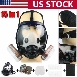 Unbranded/Generic 15 in 1 Full Face Gas Facepiece Mask Spray Painting Respirator Safety Set 6800