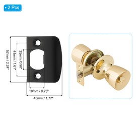 MECCANIXITY Door Deadbolt Strike Plates Stainless Steel D Cam Block Door Locks Latch Strike Plate for Exterior Door Reinforce Security Black Pack of 2