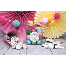 Watercolor Pink Floral Cow Baby Shower Sticker Bundle Kit - 429 pieces!!! Includes 60 2" Circle Stickers for Favors & Goodie Bags, 45 Mini Candy Bar Wrappers & 324 Round Candy Kiss Stickers by Amanda Creation