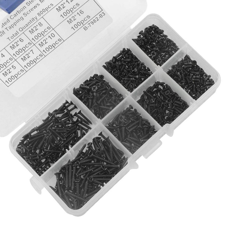 WMYCONGCONG 800pcs M2 Phillips Screws Self Tapping Self Tapping Screws