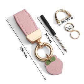 Gallkeat Leather Car Keyring, Universal Lanyard with Clover Pendant, Lucky Charm Pendants, Key Ring for Motorcycle, Home Keys, with Anti-Lost D Ring and Screwdriver, peach, Unit size