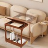 WUGCHDA C-Shaped Couch Table, Side Table with 360° Rotating Wheels,