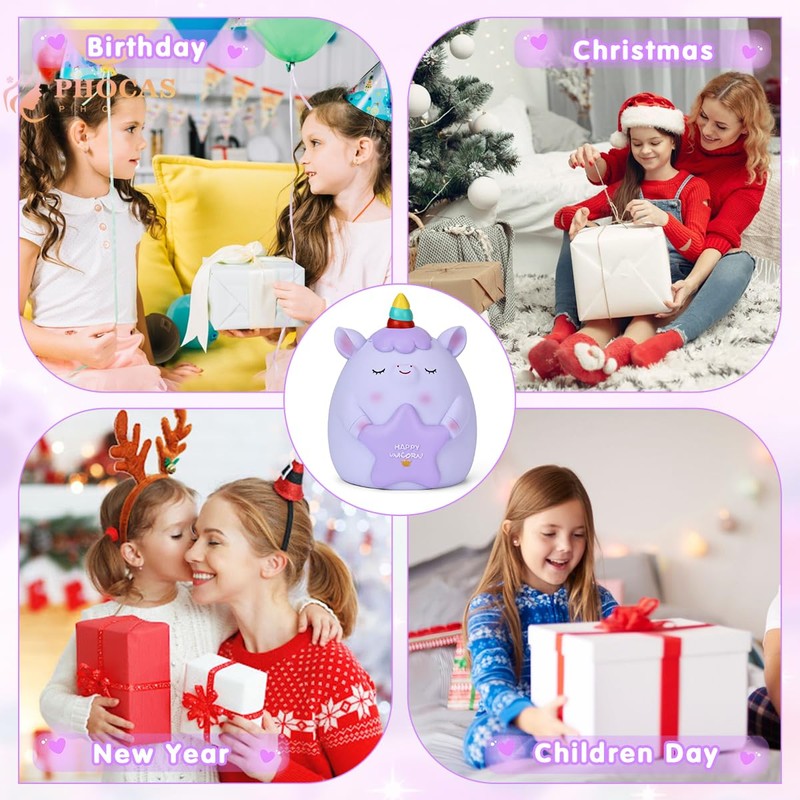 PHOCAS Unicorn Piggy Bank Kids Plastic Saving Coin Box Unicorn