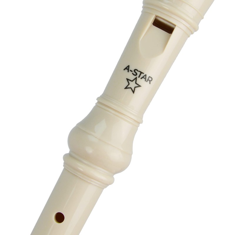 A-Star Soprano/Descant School Recorder, English/Baroque fingering with Fingering Chart, Protective