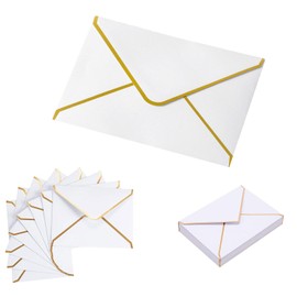 YQkangzhu 50Pcs A7 Invitation Envelopes, 5x7 Envelopes for Invitations with Gold Border, Envelopes with V-Flap, Fancy Envelopes for Greeting Cards, Wedding Invitations, Graduations, Photos, Postcard