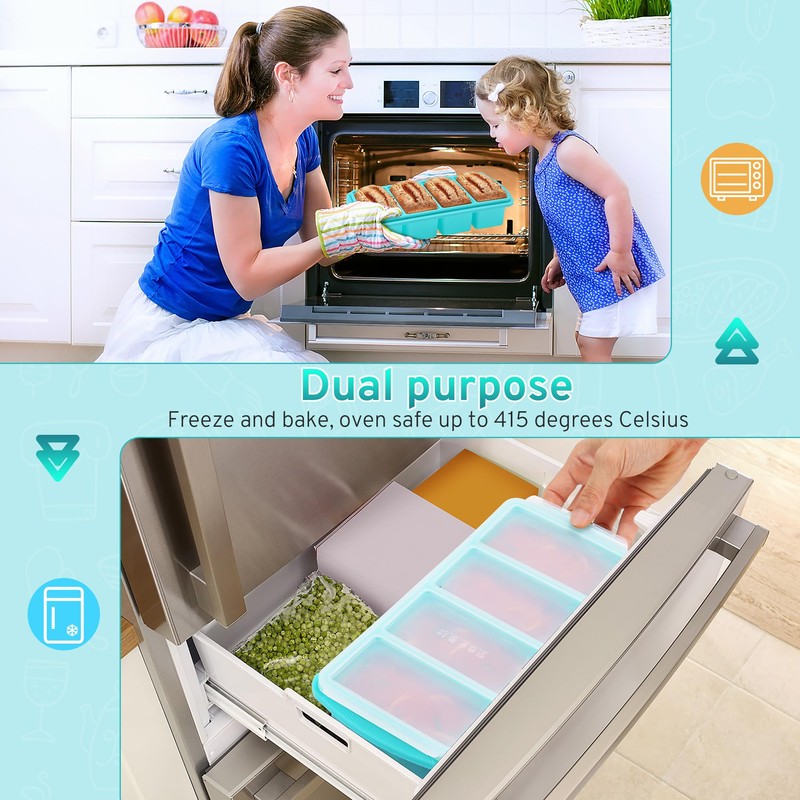 Silicone Freezer Tray with Lid - 1 Cup Silicone Food