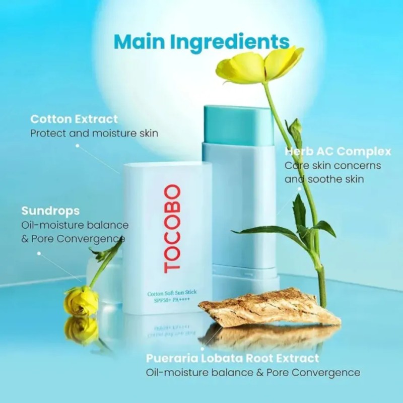 Kit 3pzs Tocobo Cotton Soft Sun Stick Spf50+ Protector Solar