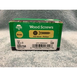 Hillman SOLID BRASS Flat Head Phillips Wood Screw # 10 X 2 in.  100 pk   by Hillman