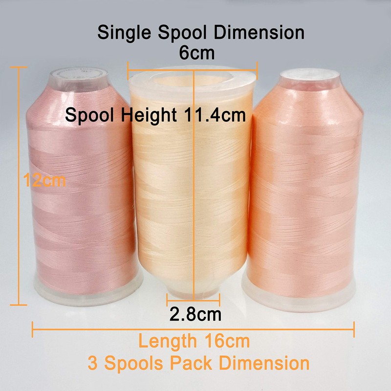 New brothread Set of 3 Meat (Skin) Colours Polyester Machine