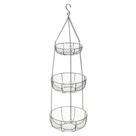 KitchenCraft Hanging Kitchen Storage Baskets, 3 Tier Vintage Style Wire Vegetable Basket Set