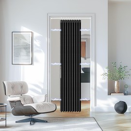 AJAZZ Accordion Door Invisible Folding Door Accordion Doors Interior Magnetic Door Curtain for Bedroom Living Room Doorway Curtain Sets Included Rod (1 Pack, 43W x 78 L, Black)