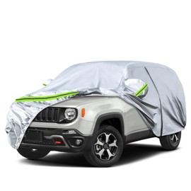 sportuli Waterproof Car Covers Replace for 2015-2025 Jeep Renegade, 6 Layers Silver All Weather Car Cover with Zipper Door & Windproof Bands for Snow Rain Dust Hail Protection