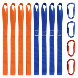 Pack of 8 Lashing Loops, Nylon Strap Loops, 2.5 cm x 40.5 cm with 4 Screw Carabiners, Double Loops, Strap, Soft Loops, Tension Straps, Load Capacity 1000 kg for Motorcycle, Car, Camping, Load Capacity
