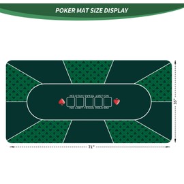 nuveti 70 x 35 Inch Texas Hold'em Poker Mat Portable Rubber Poker Table Top Water Waterproof, Noise Reduction Poker Table Top for Any Tabletop Game